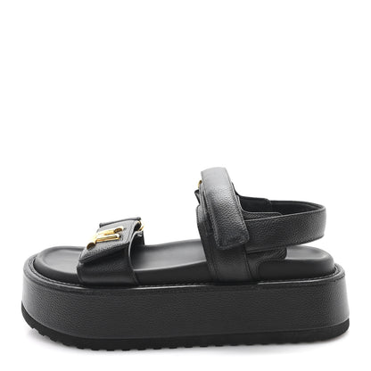 Louis Vuitton Lambskin Sunset Comfort Platform Sandals 39 Black 1 of 9