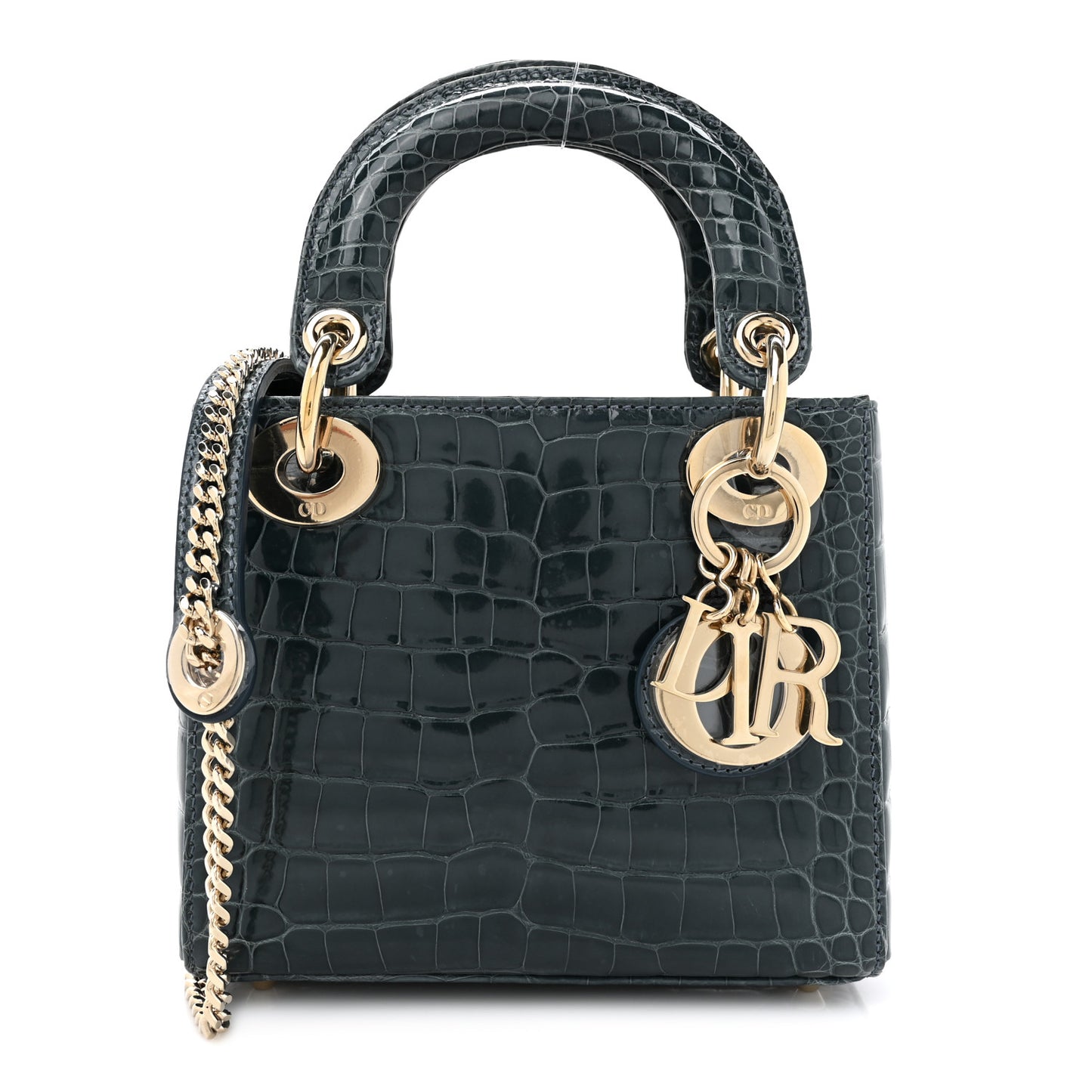 Alligator Mini Lady Dior Blue