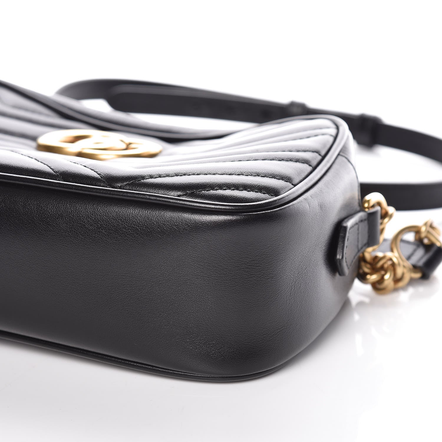 Gucci Calfskin Matelasse Small GG Marmont Chain Shoulder Bag Black 6 of 10