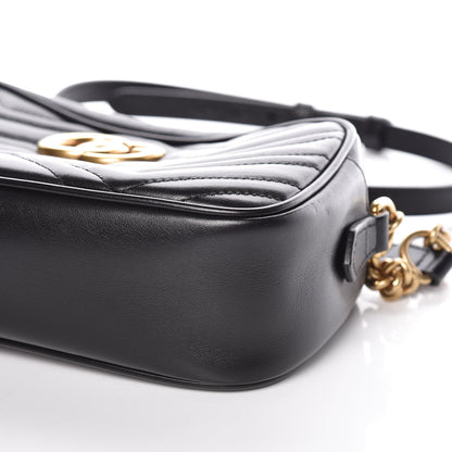 Gucci Calfskin Matelasse Small GG Marmont Chain Shoulder Bag Black 6 of 10