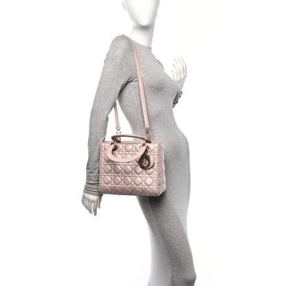 Christian Dior Pearly Lambskin Cannage Medium Lady Dior Blush 2 of 10