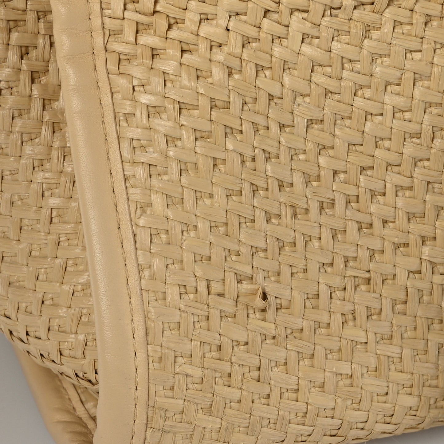 Straw Raffia Calfskin Chain Medium Deauville Tote Beige Black