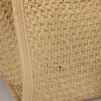 Chanel Straw Raffia Calfskin Chain Medium Deauville Tote Beige Black 10 of 10