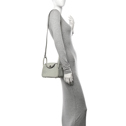 Hermes Taurillon Clemence Mini Lindy 20 Gris Neve 2 of 11