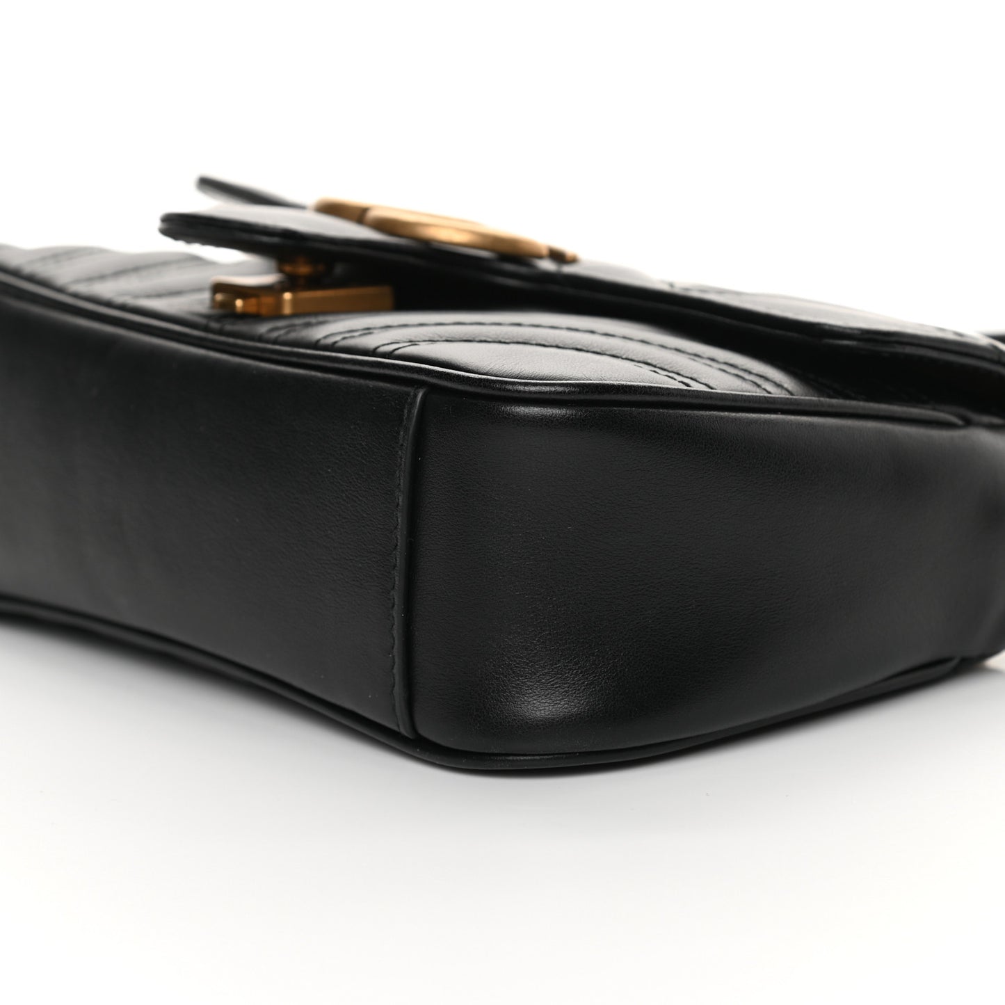 Calfskin Matelasse Mini GG Marmont Shoulder Bag Black