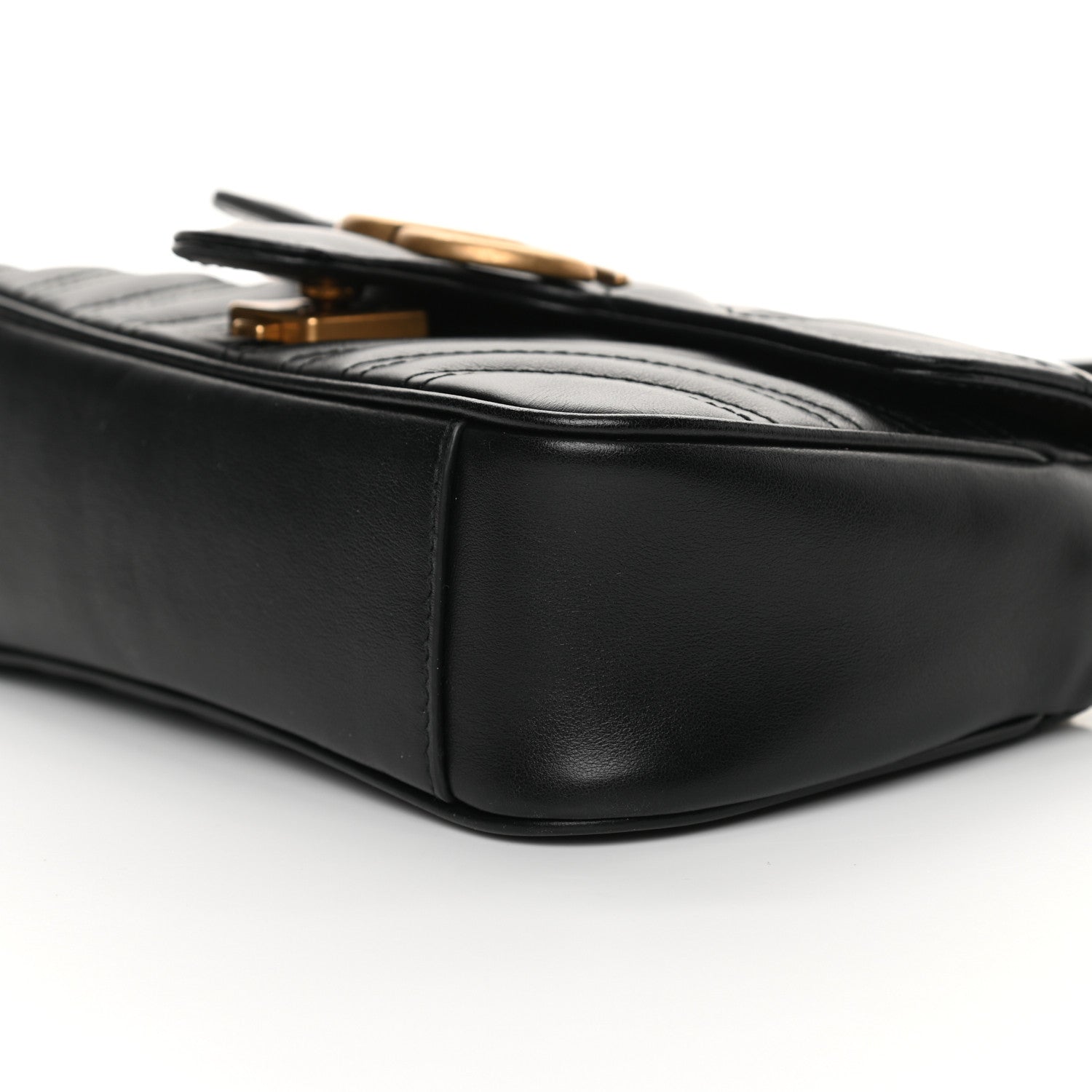 Gucci Calfskin Matelasse Mini GG Marmont Shoulder Bag Black 19 of 21