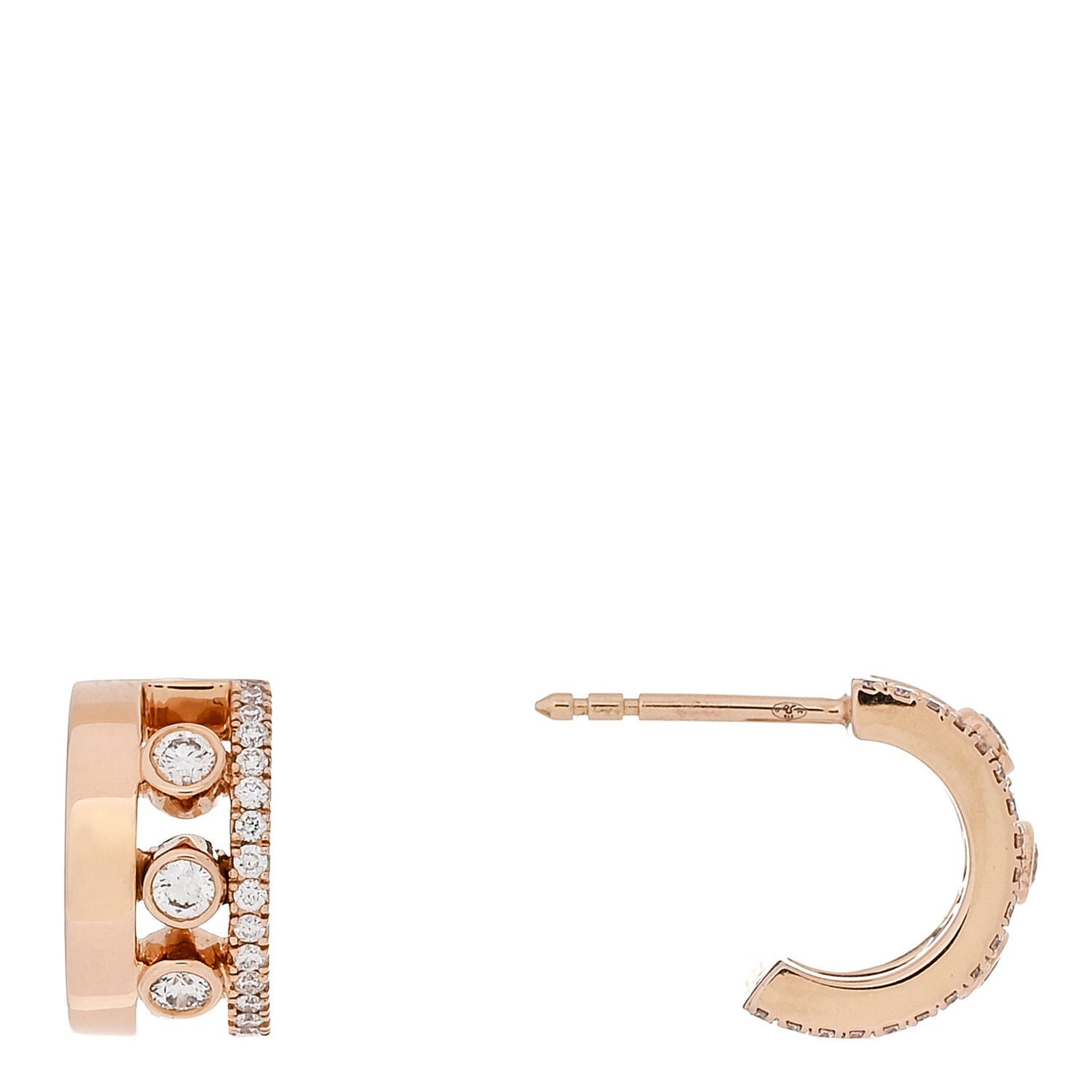 18K Rose Gold Diamond Move Romane Hoop Earrings