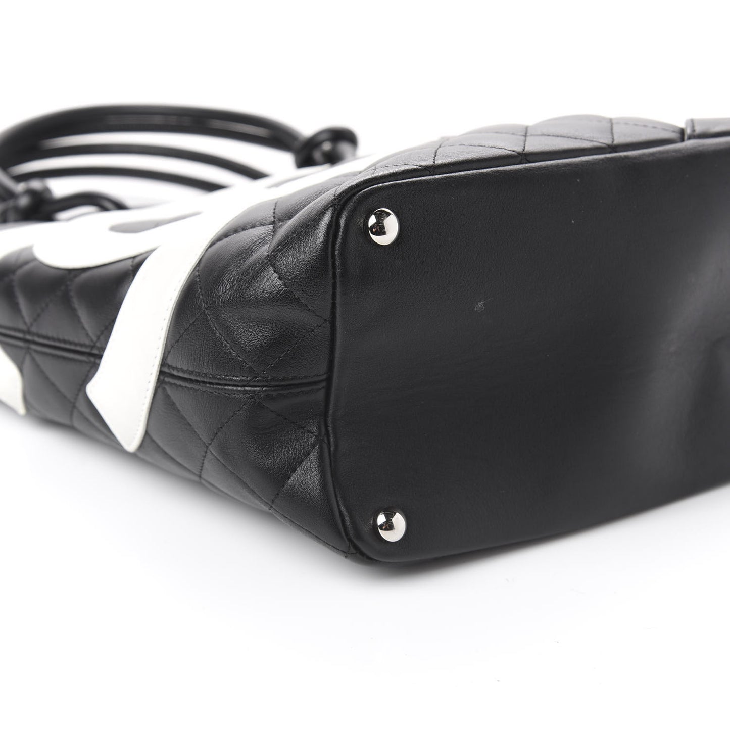 Calfskin Quilted Medium Cambon Tote Black White