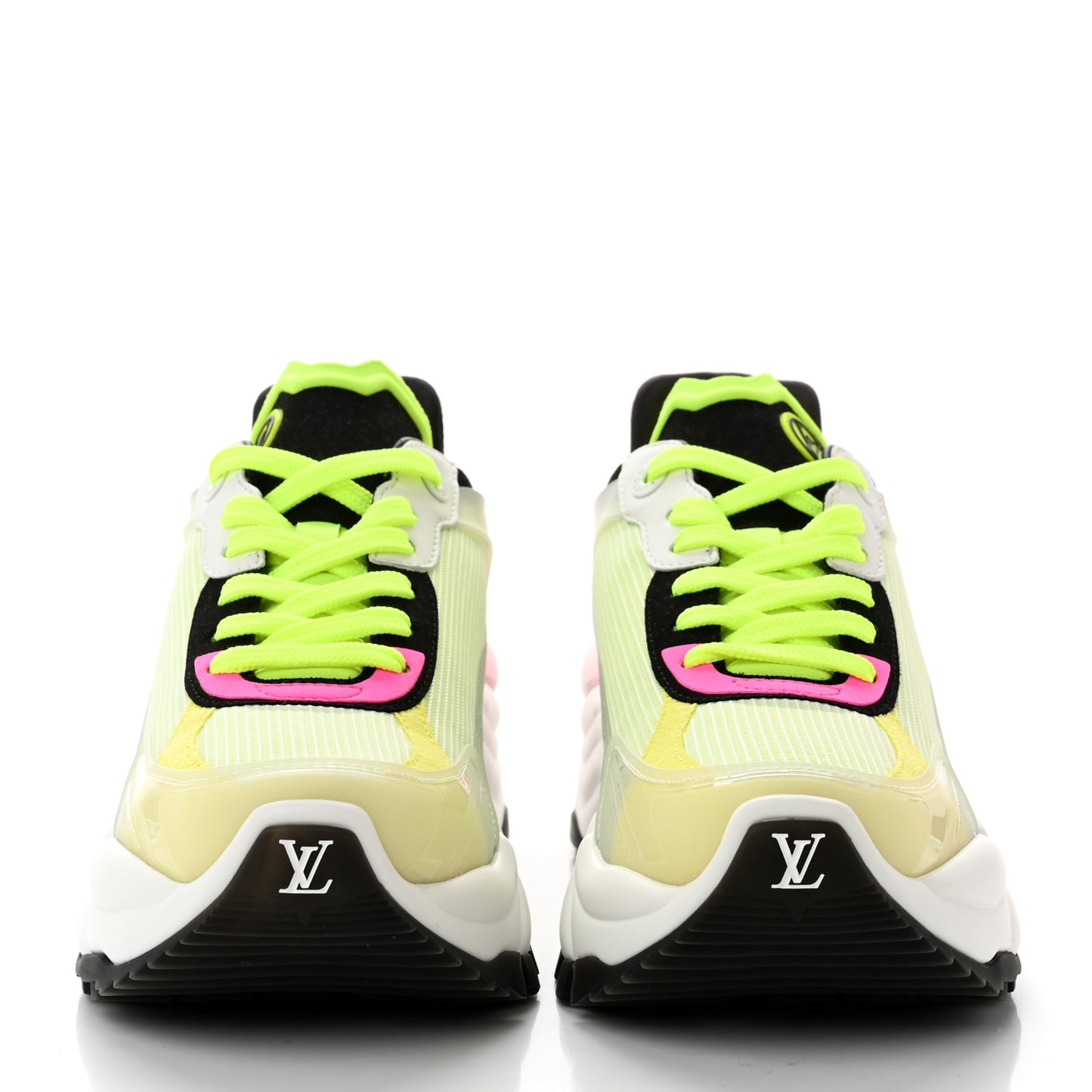 Monogram Calfskin Run 55 Sneakers 36 Pink White Yellow