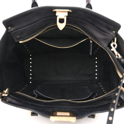 Valentino Garavani Calfskin Small Rockstud All Over Double Handle Tote Black 5 of 14