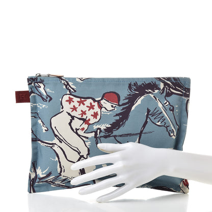 Hermes Toile Flat Equator Trousse GM Bleu 2 of 7