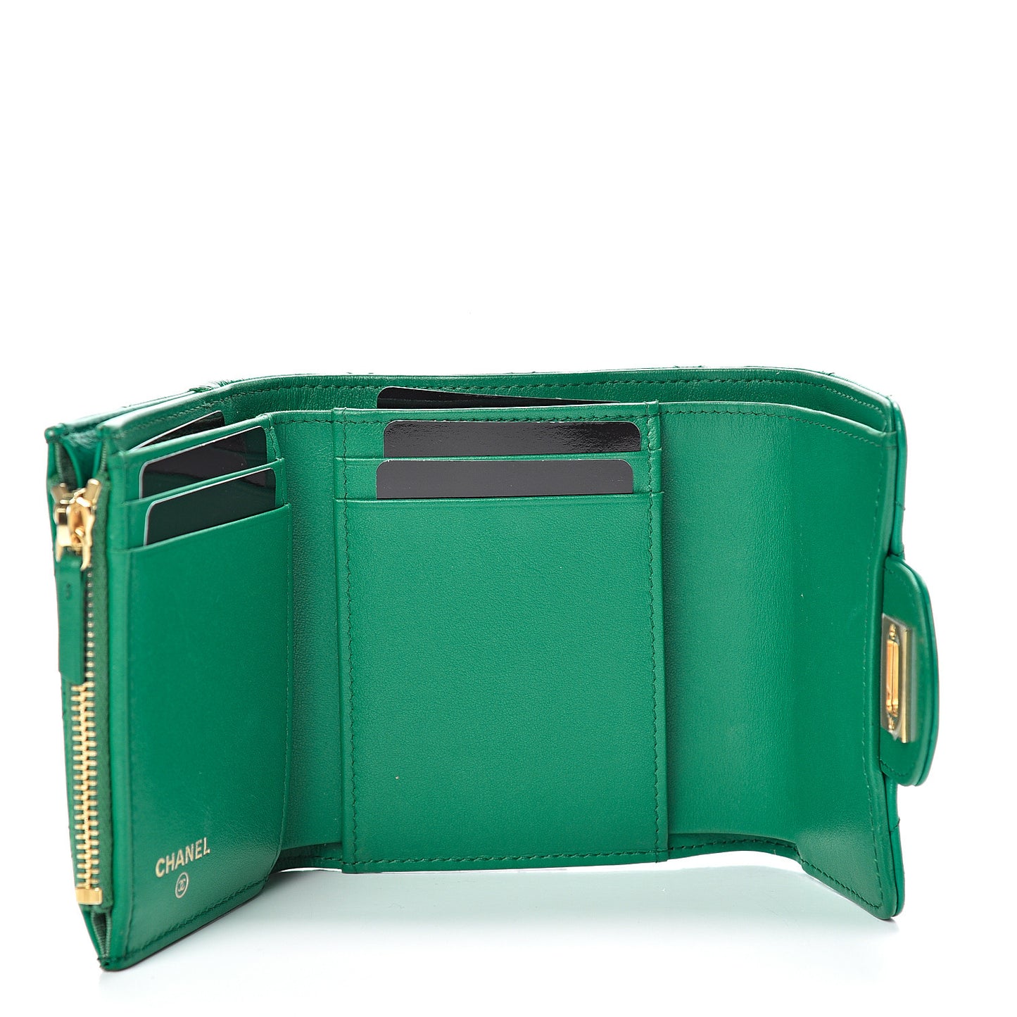 Aged Calfskin Quilted Reissue Compact Wallet Green