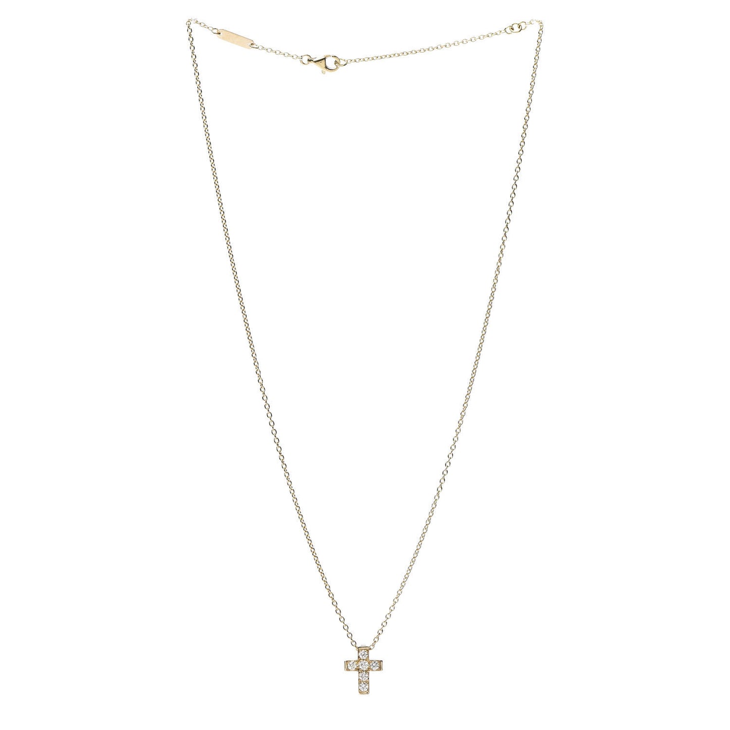 18K Yellow Gold Diamond Cross Pendant Necklace