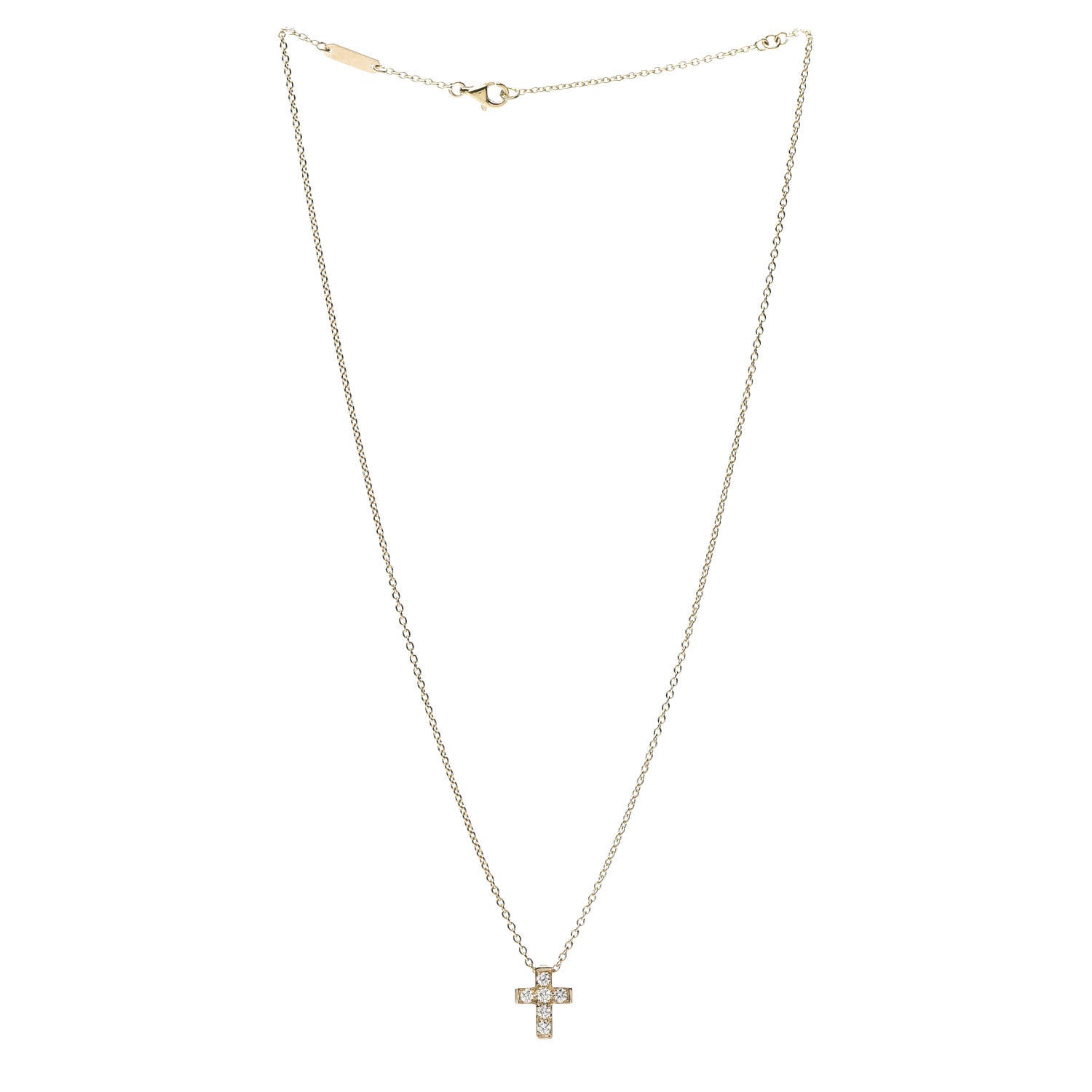 Van Cleef & Arpels 18K Yellow Gold Diamond Cross Pendant Necklace 3 of 5
