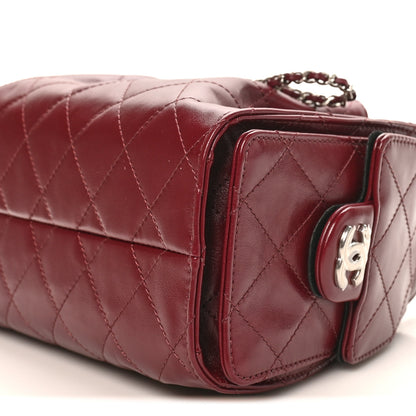 Chanel Shiny Crumpled Calfskin Quilted Mini Chanel 25 Handbag Dark Burgundy 10 of 10