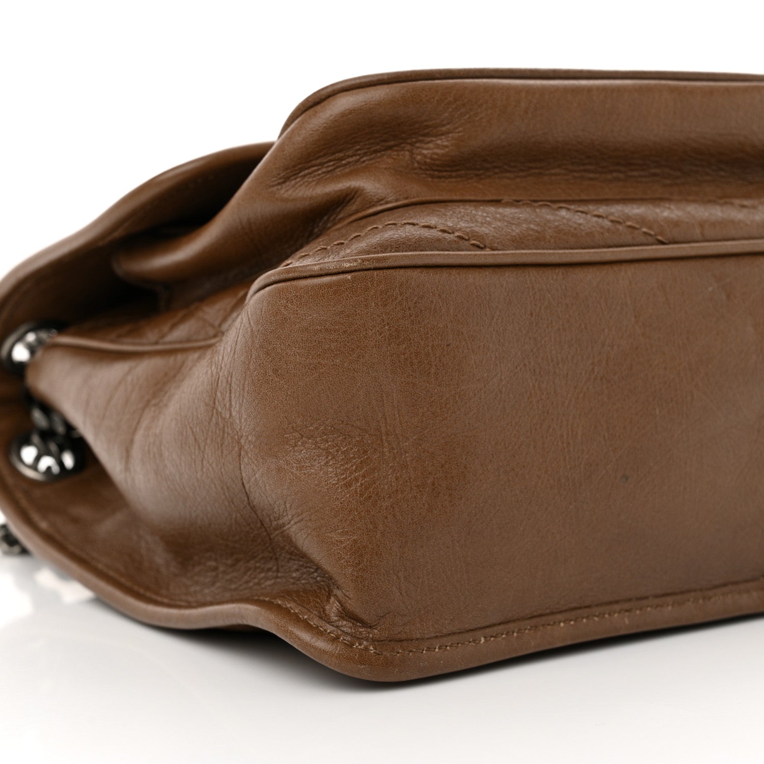 Saint Laurent Crinkled Calfskin Matelasse Monogram Medium Niki Chain Satchel Tan Brown 9 of 11