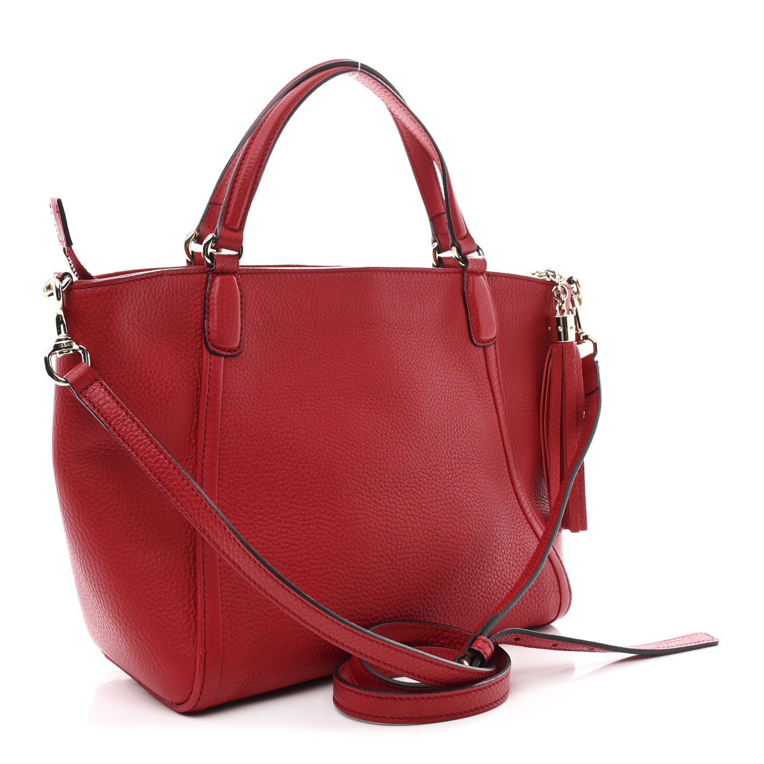 Gucci Pebbled Calfskin Small Soho Top Handle Bag Red 3 of 11