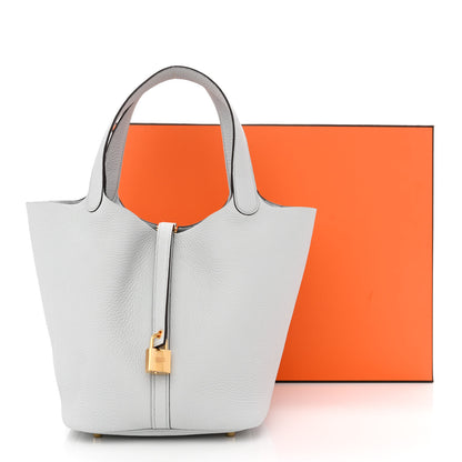 Hermes Taurillon Clemence Picotin Lock 22 MM Bleu Pale 11 of 11