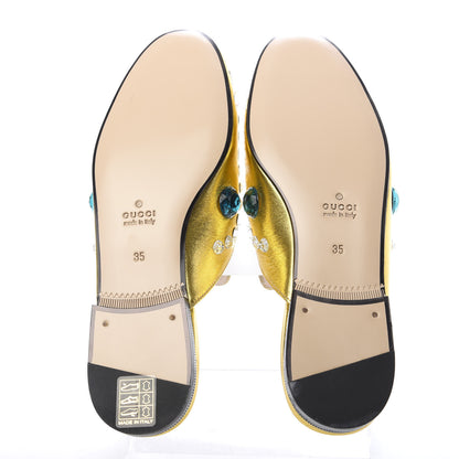 Gucci Metallic Nappa Crystal Womens Princetown Slippers 35 Gold 6 of 9