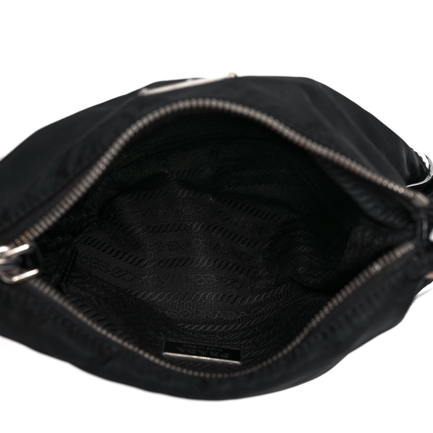 Tessuto Nylon Patent Flat Messenger Bag Black