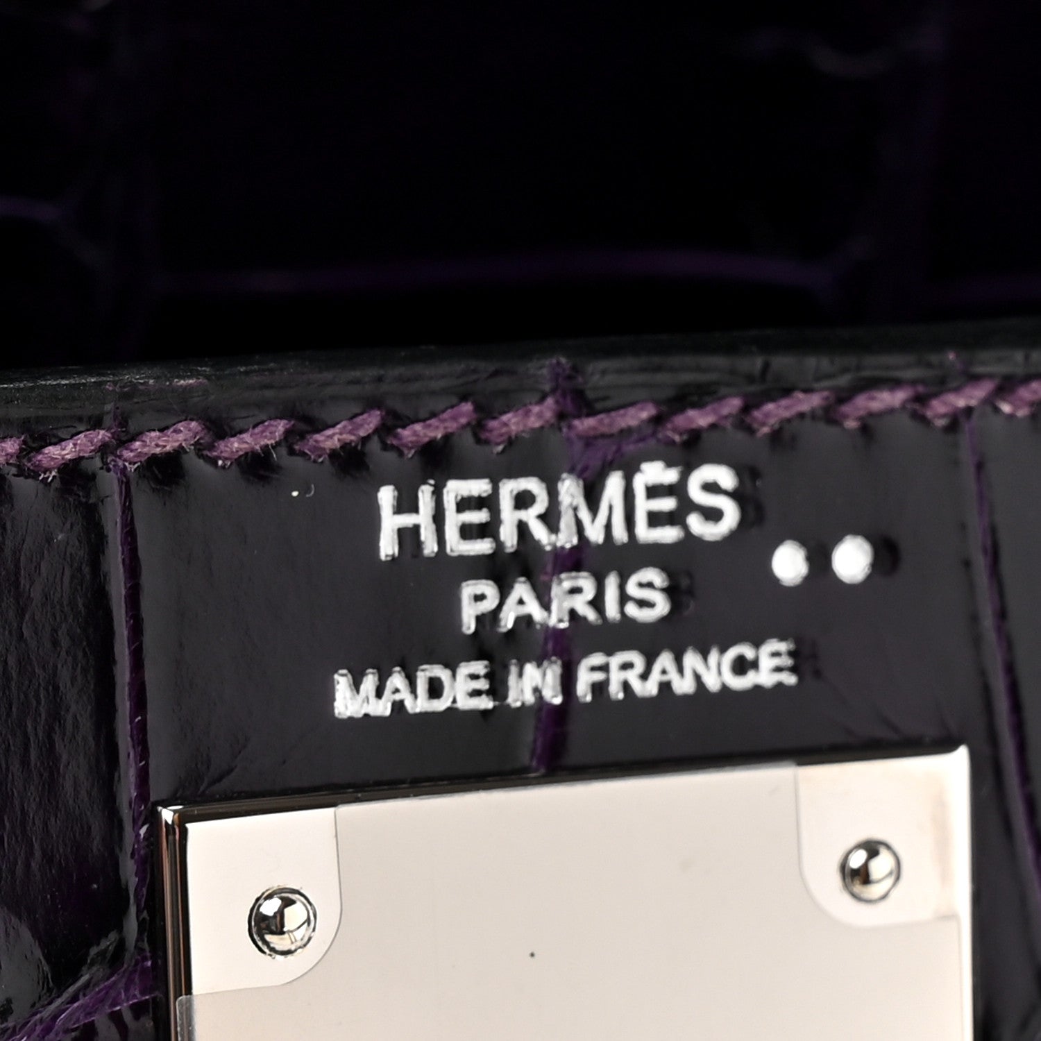 Hermes Shiny Niloticus Crocodile Kelly Sellier 28 Amethyst 10 of 23