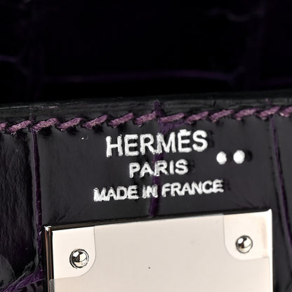Hermes Shiny Niloticus Crocodile Kelly Sellier 28 Amethyst 10 of 23