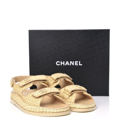 Chanel Braided Fabric Velcro Dad Sandals 42 Beige 9 of 10