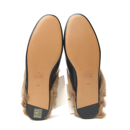 Gucci Calfskin Lambswool Tiger Embroidered Womens Princetown Slippers 38 Black 6 of 9