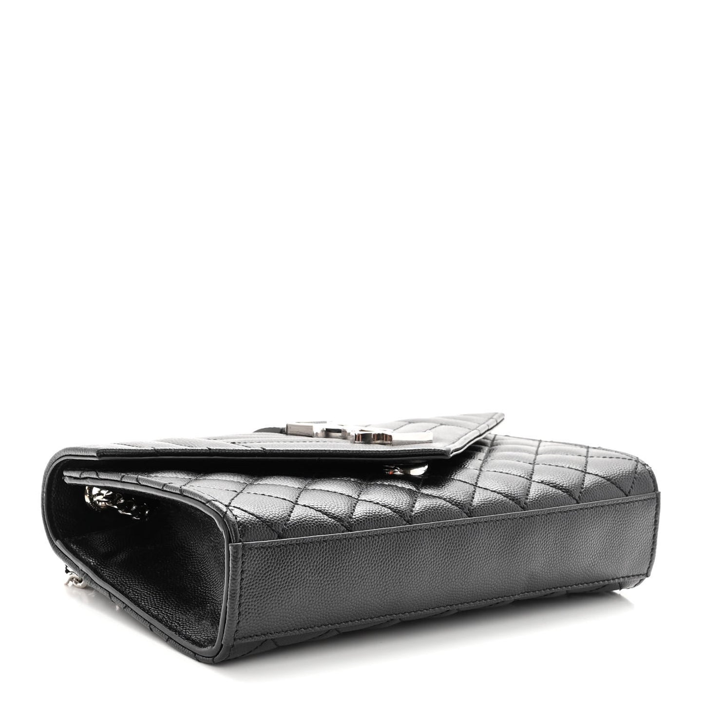 Grain De Poudre Textured Mixed Matelasse Triquilt Small Monogram Satchel Black