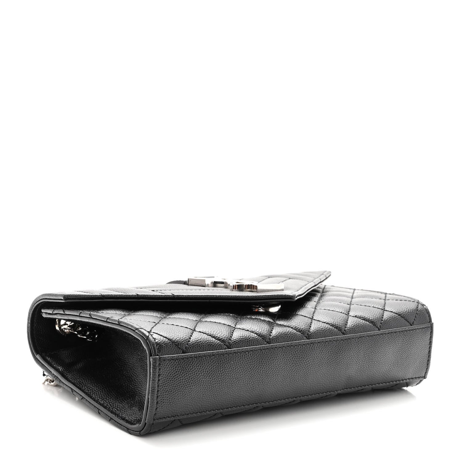Saint Laurent Grain De Poudre Textured Mixed Matelasse Triquilt Small Monogram Satchel Black 3 of 8