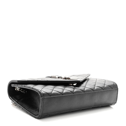 Saint Laurent Grain De Poudre Textured Mixed Matelasse Triquilt Small Monogram Satchel Black 3 of 8