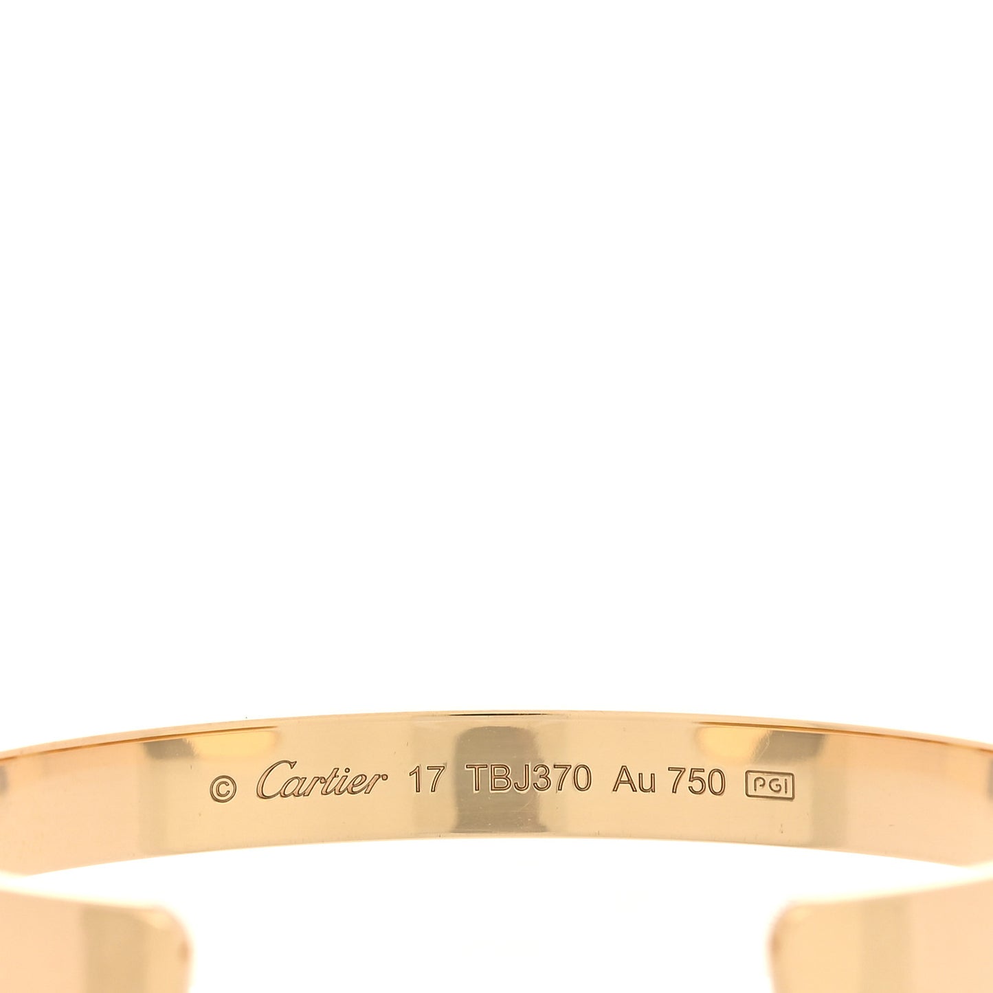 18K Yellow Gold LOVE Cuff Bracelet 17
