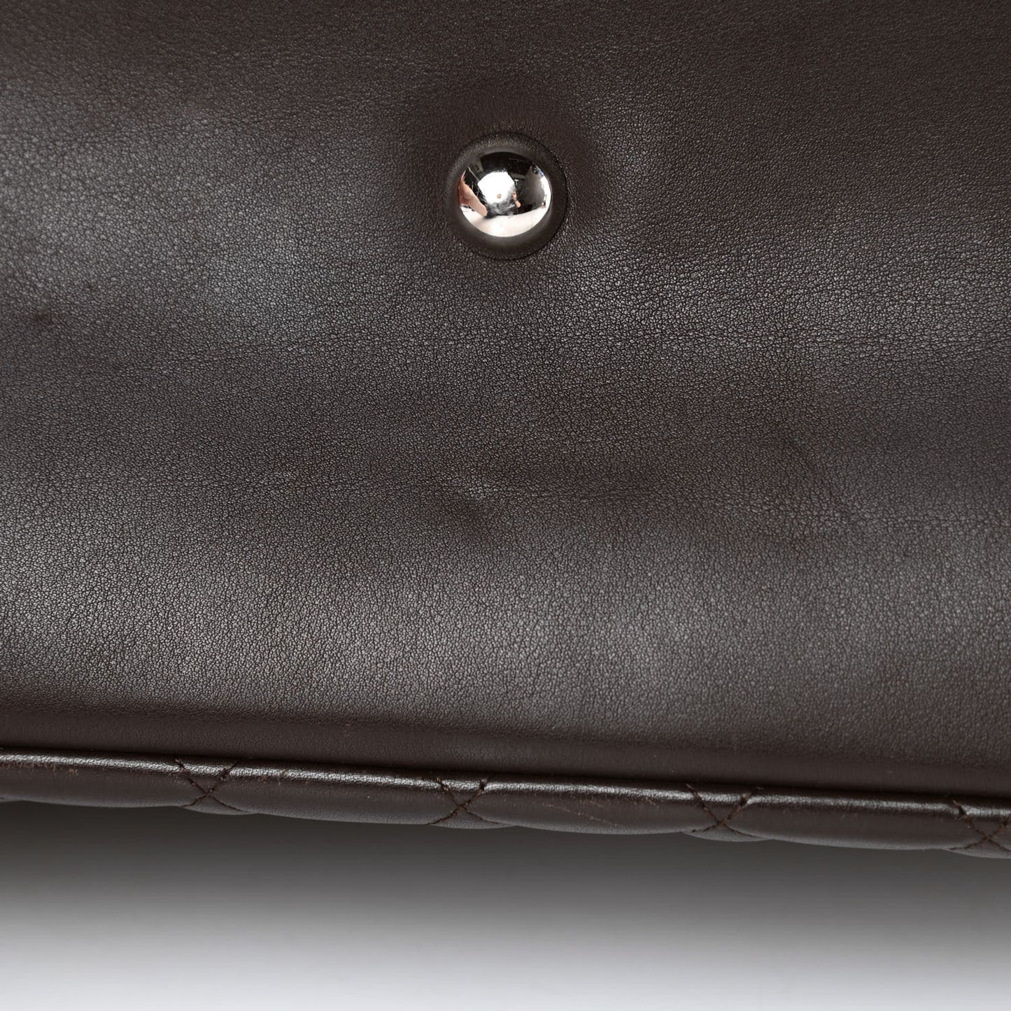 Calfskin Quilted Large Cambon Tote Brown