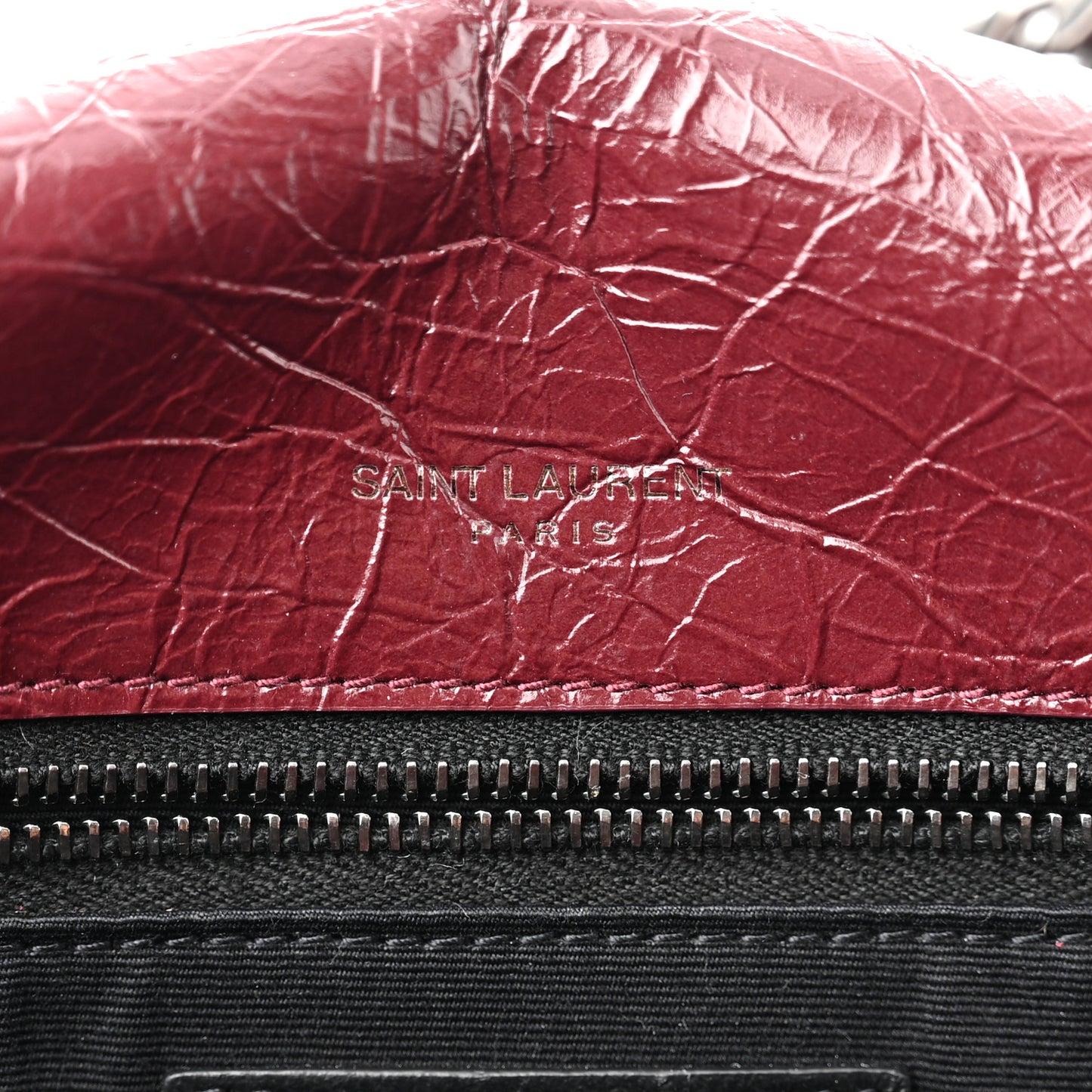 Crinkled Calfskin Matelasse Monogram Medium Niki Chain Satchel Rouge Legion