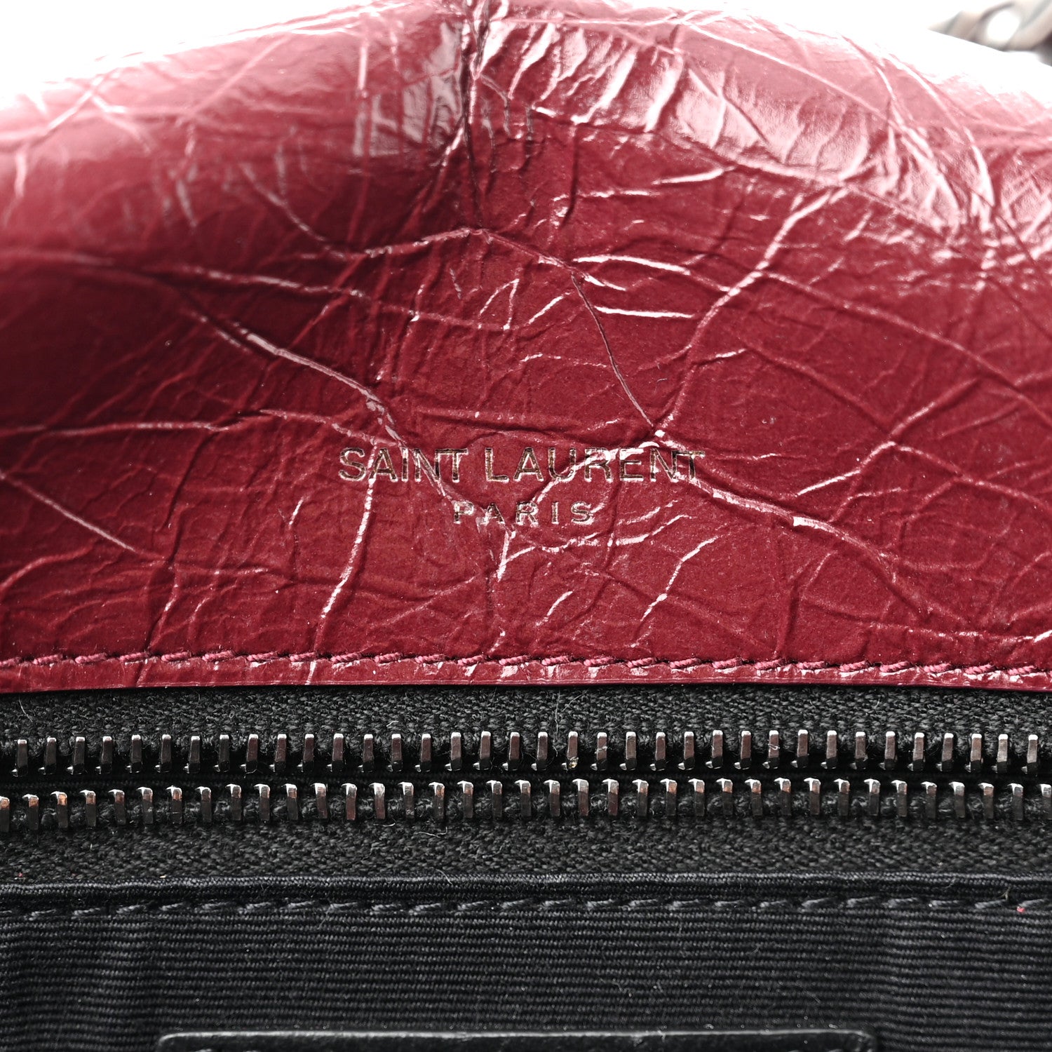 Saint Laurent Crinkled Calfskin Matelasse Monogram Medium Niki Chain Satchel Rouge Legion 6 of 9