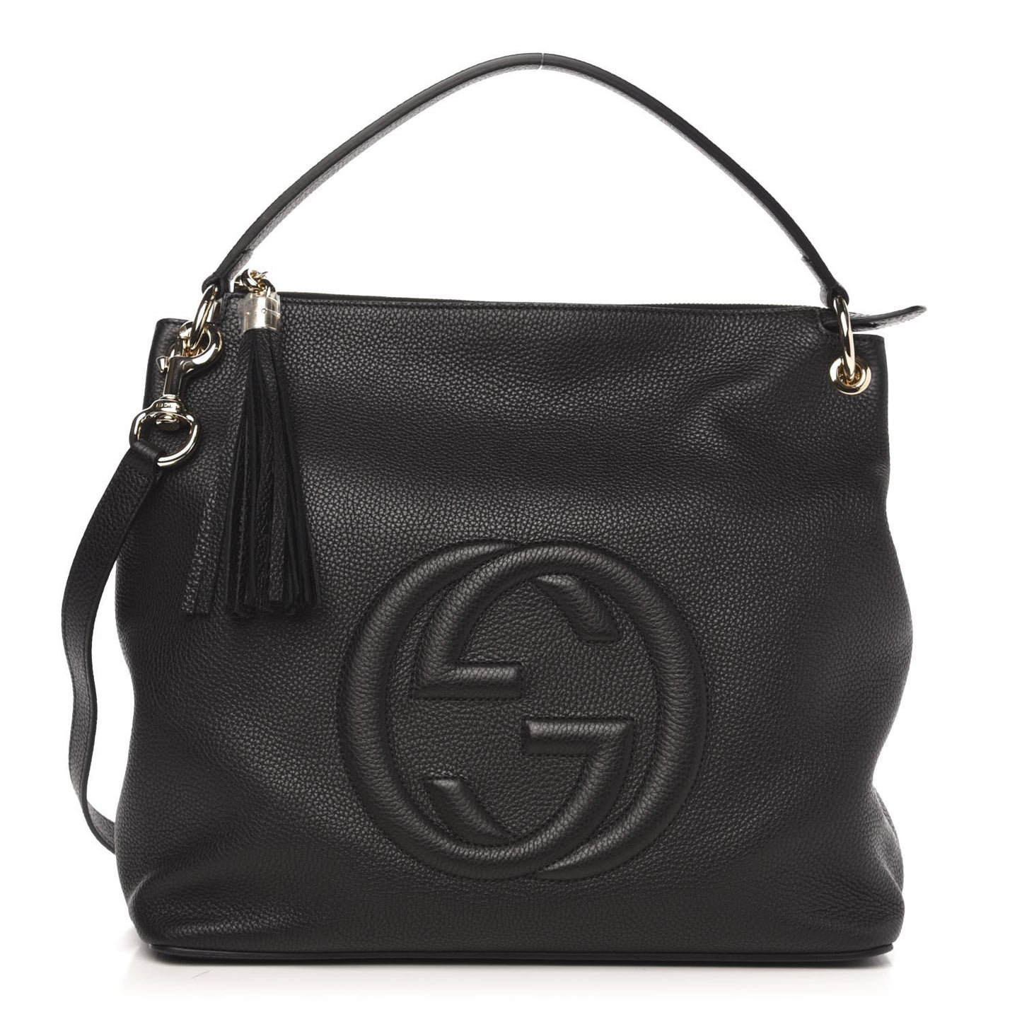 Pebbled Calfskin Large Soho Hobo Black