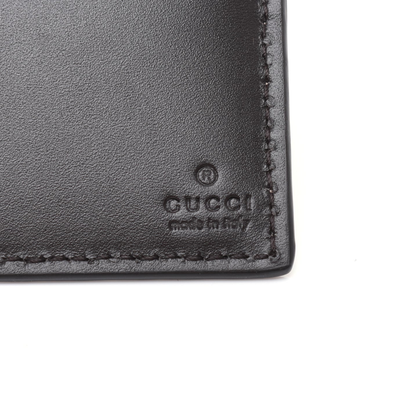 GG Supreme Monogram Selleria Calfskin Web New Web Bi-Fold Wallet Beige Ebony Cocoa