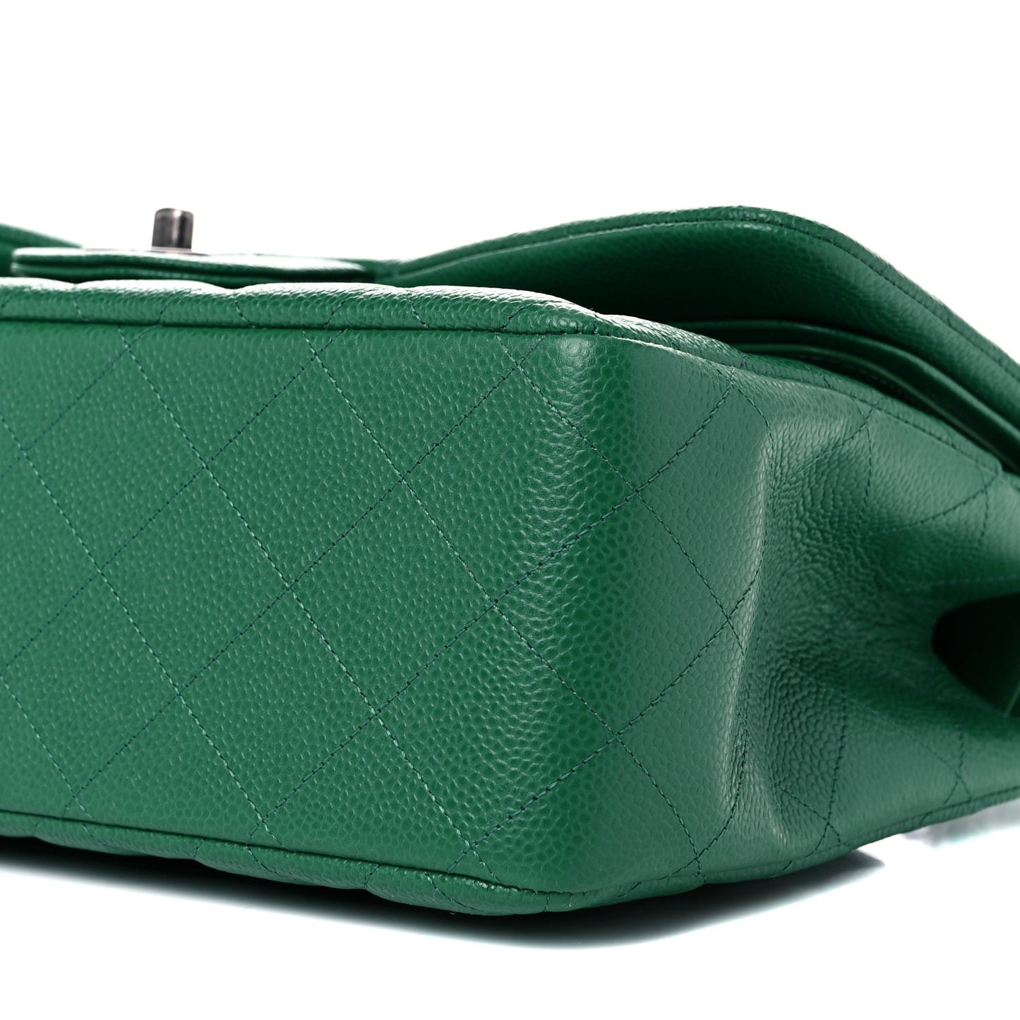 Caviar Quilted Jumbo Double Flap Green