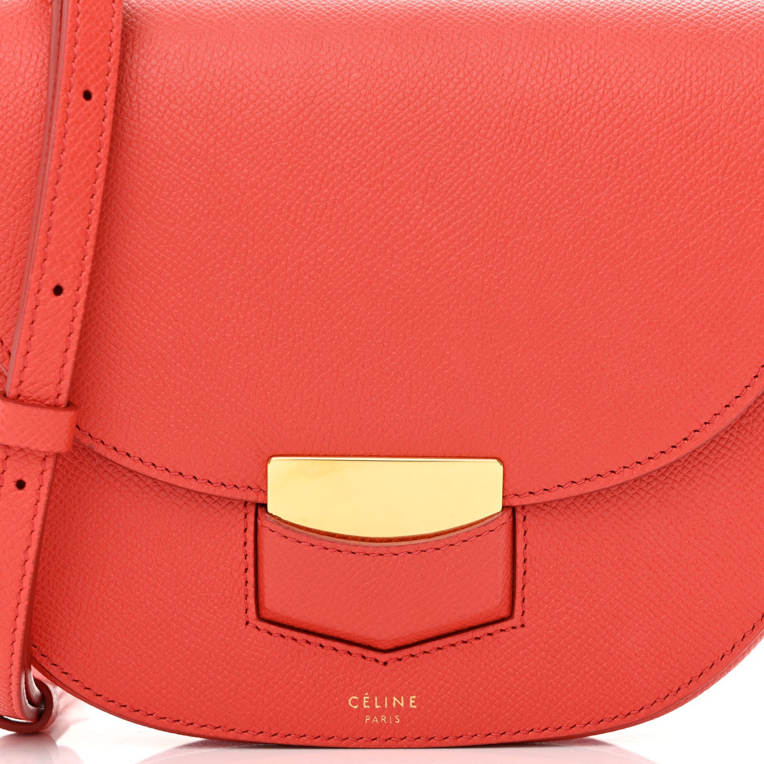 Celine Grained Calfskin Small Trotteur Coquelicot 7 of 9