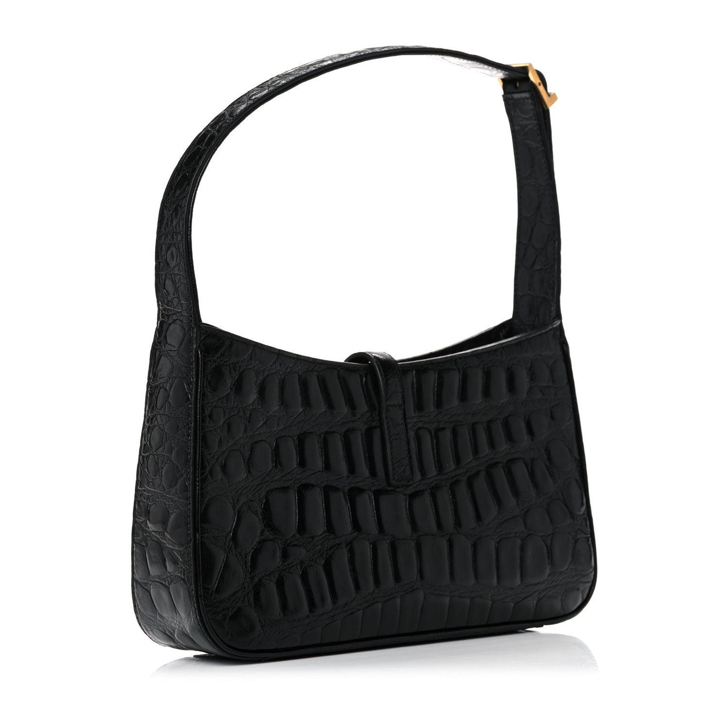 Calfskin Crocodile Embossed Le 5 A 7 Hobo Black