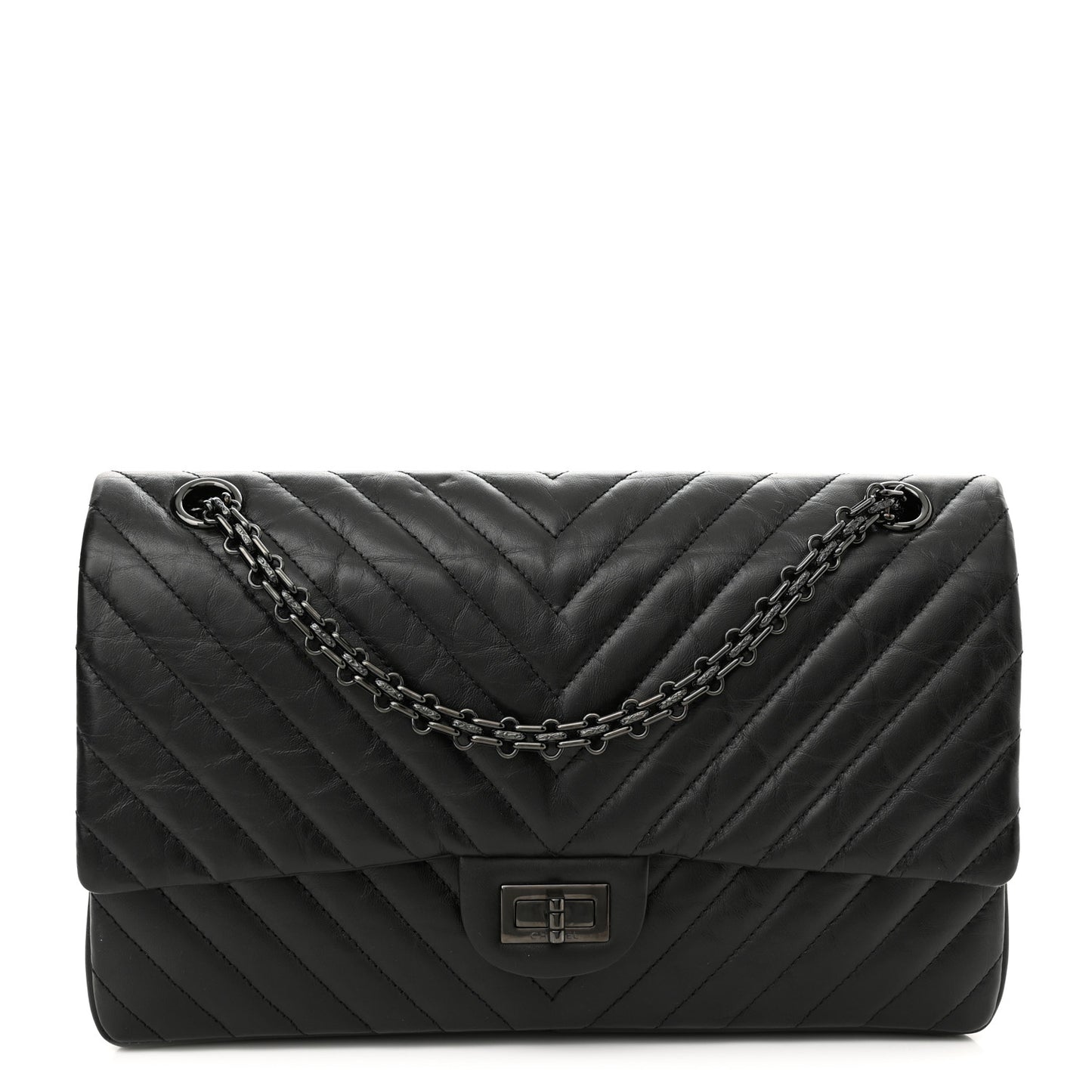 Aged Calfskin Chevron Quilted 2.55 Reissue 226 So Black