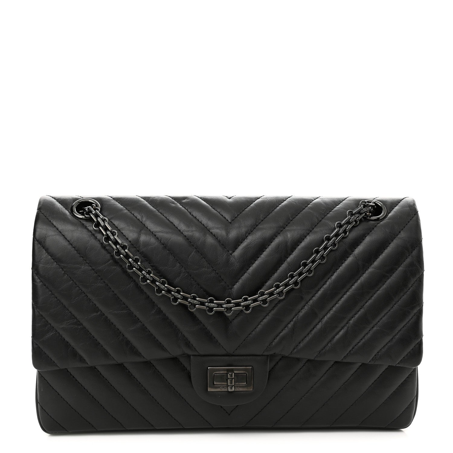 Chanel Aged Calfskin Chevron Quilted 2.55 Reissue 226 So Black 1 of 10