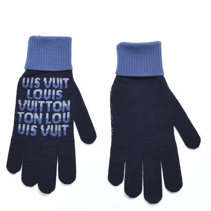 Louis Vuitton Wool Logo Split Gloves Blue 1 of 4