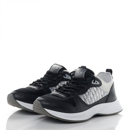 Christian Dior Smooth Calfskin Technical Mesh Oblique Mens B25 Runner Sneakers 42 Black Grey 3 of 11