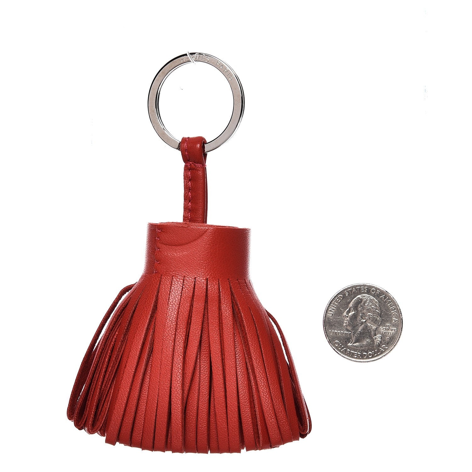 Hermes Lambskin Carmen Tassel Key Holder Rouge Casaque 2 of 4