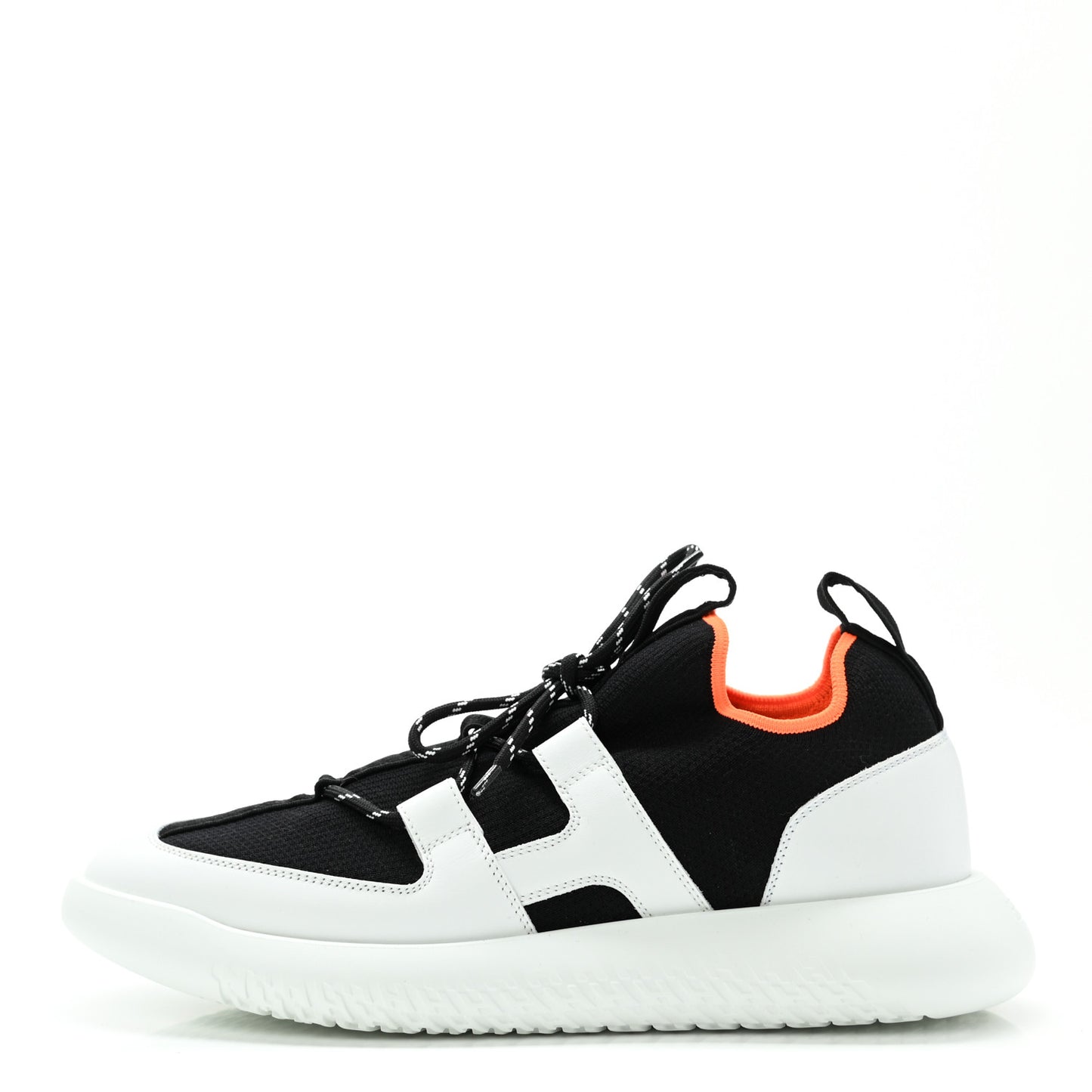 Technical Canvas Calfskin Womens Duel Sneakers 39.5 White Black