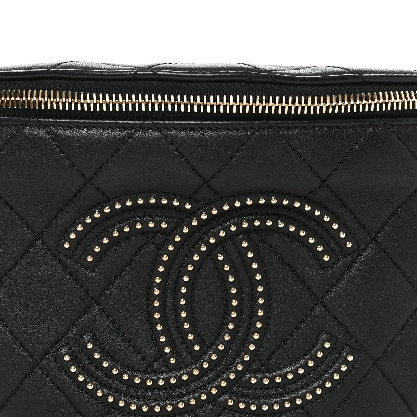 Lambskin Quilted Studded Waist Bag Fanny Pack Black