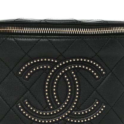 Chanel Lambskin Quilted Studded Waist Bag Fanny Pack Black 7 of 9