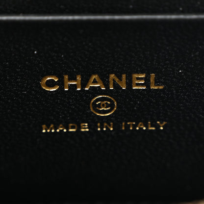 Chanel Suede Calfskin Shiny Lambskin Quilted Top Handle Slim Vanity Case With Chain Beige Black 6 of 10