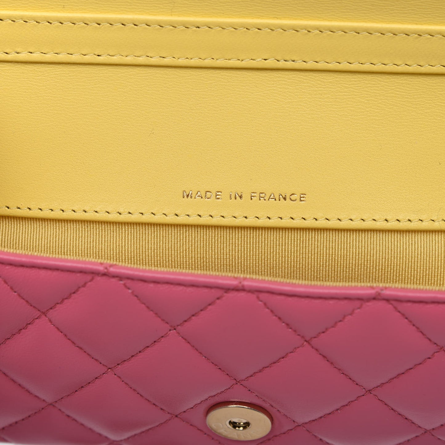 Lambskin Quilted Glasses Case With Chain Pink Yellow
